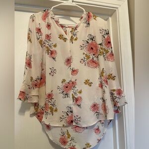 Maurices Pink and Cream Floral Blouse